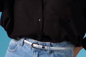 Cinto WJ Feminino Com Fivela Arredondada e Dois Passantes - prata