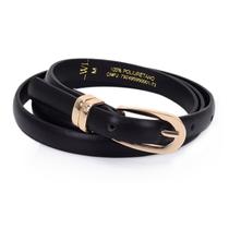 Cinto WJ Feminino Com Fivela Arredondada e Dois Passantes - preto