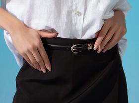 Cinto WJ Feminino Com Fivela Arredondada e Dois Passantes - preto