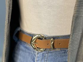 Cinto WJ Feminino Couro com Fivela Batida 2CM -marrom Cinto WJ Feminino Couro com Fivela Batida 2CM -marrom