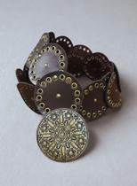 Cintos Femininos Cinto Country Boho Bola 2025 Fivela Ouro velho Medida 1,20 cm