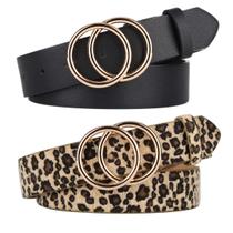 Cintos femininos para jeans UnFader Pack 2 com fivela dupla em O