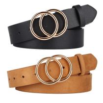 Cintos femininos para jeans UnFader Pack 2 com fivela dupla em O