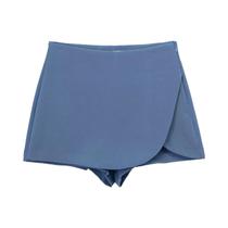 Cintura Alta Zíper Lateral Sólido Vintage Moda Saias Shorts Para Mulheres Chique Senhora