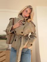 Cintura com cinto recortado trench jaquetas femininas duplo breasted gola casaco Cintura com cinto recortado trench jaquetas femininas duplo breasted gola casaco