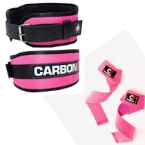 Cinturão + strap fita kit academia musculação Exercício Funcional puxada costas fivela Rosa