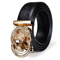 Cinturón de Rachet Barry.Wang Hebilla de Dragón Dorado Cuero 3.5 cm