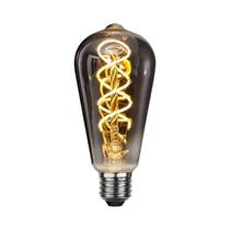 Cinza Esfumaçado Quente LED E27 ST64 Regulável 4W Espiral Filamento Lâmpada Retrô Vintage Decorativa