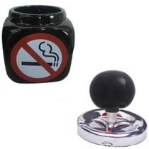Cinzeiro Ceramica Com Reservatório Proibido Fumar Preto Cinzeiro Ceramica Com Reservatório Proibido Fumar Preto