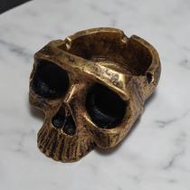 Cinzeiro Cranio Caveira De Resina Cor Dourado
