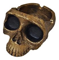 Cinzeiro Cranio Caveira De Resina Cor Dourado - Decore Casa