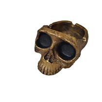 Cinzeiro Cranio Caveira De Resina Cor Dourado