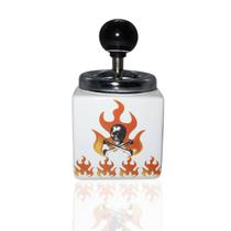 Cinzeiro de Cerâmica Caveira Fogo Retrô com Tampa Press e Reservatório Cinzeiro de Cerâmica Caveira Fogo Retrô com Tampa Press e Reservatório