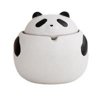 Cinzeiro de cerâmica Panda com tampa Bandeja de cinzas fumegantes à prova de vento