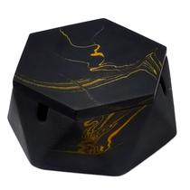 Cinzeiro de concreto FREELOVE com tampa para cigarros preto-dourado