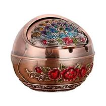 Cinzeiro De Globo À Prova De Vento Em Liga De Zinco Vintage Com Padrão Floral, Portátil, Para