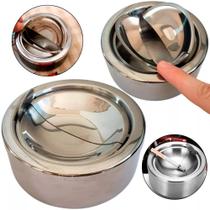 Cinzeiro De Inox Anti-cheiro Anti-vento Sem Fumaça Com Tampa