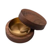 Cinzeiro De Mesa À Prova De Vento Em Aço Inoxidável Com Tampa Em Madeira De Nogueira Para Decoração