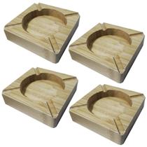 Cinzeiro De Mesa Em Bambu Quadrado 9,5cm 4 Cavidades