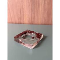 Cinzeiro De Resina Com Pedra Jaspe Vermelho