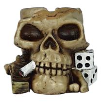 Cinzeiro De Resina Cranio Jogador Dados - Decore Casa