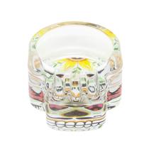 Cinzeiro de Vidro Caveira Mexicana Flor Amarela Cinzeiro de Vidro Caveira Mexicana Flor Amarela