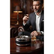 Cinzeiro Redondo Metal Tampa Giratória 9cm Antichama