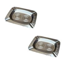 Cinzeiro Retangular Inox Cigarro Bar Restaurante Casa Kit 2