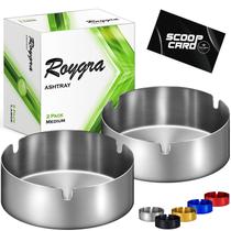 Cinzeiro roygra em aço inoxidável, pacote com 2 unidades para uso interno/externo Cinzeiro roygra em aço inoxidável, pacote com 2 unidades para uso interno/externo