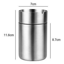 Cinzeiros Cinzeiro de aço inoxidável 304 recipiente de cinzas metálicas para veículos criativos com tampa cinzeiro de carro à prova de vento