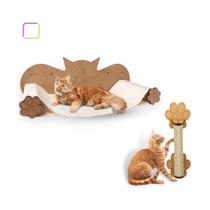 Circuito Para Gatos De Parede Kit Playground Com 2 Peças Cama Rede Caminha Descanso Arranhador Diversão Pet Anti Stress Mdf