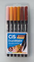 Cis Dual Brush Marcador Artístico C/ 6 Cores Tons De Pele