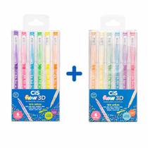 CiS Flow 3D Marcador Acrílico 6 Cores Neon ou Pastel Base Água CiS Flow 3D Marcador Acrílico 6 Cores Neon ou Pastel Base Água