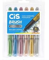 Cis marcador brush metalic estojo c/6 cores