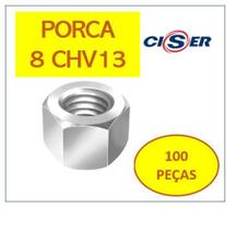 Ciser Porca Sextavada Ma 8 Chv 13 Zb Cx Com 100Pçs