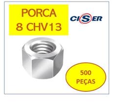 Ciser Porca Sextavada Ma 8 Chv 13 Zb Cx Com 500Pçs