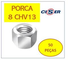 Ciser Porca Sextavada Ma 8 Chv 13 Zb Cx Com 50Pçs