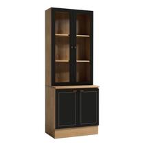 Cistaleira com 4 Portas e Vidro Conecta Frise Cinamomo/Preto