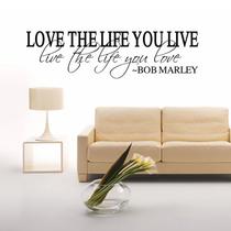 Citação inspiradora de adesivos de parede Love the Life You Live