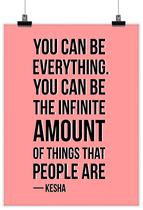 Citações Inspiracionais de Sucesso Kesha "You Can Be Everything" Arte para Parede Rosa, 1 Unidade - Inkdotpot Citações Inspiracionais de Sucesso Kesha "You Can Be Everything" Arte para Parede Rosa, 1 Unidade - Inkdotpot
