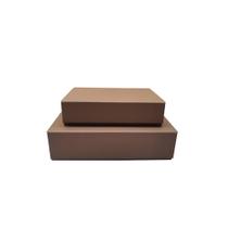 CJ 02 CAIXAS DECOR EM MADEIRA REVESTIDA EM material sintético MARROM MEDIDAS