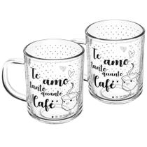 Cj 02 Canecas de Vidro Te Amo 220ml - Lyor