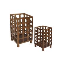 Cj 02 lanternas decorativas em madeira marrom