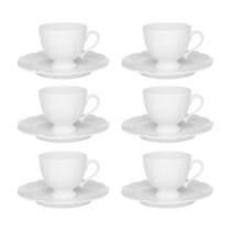 Cj 06 Xicaras C/ Pires P/ Cafezinho Porcelana Oxford Soleil 75ml