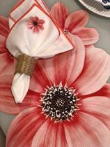 Cj 12 peças jogo americano com guardanapos flores