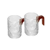 Cj 2 canecas de borossilicato com cabo em bambu 330ml wolff