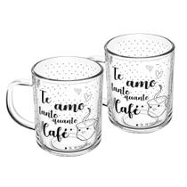 Cj 2 Canecas De Vidro Frase Te Amo Tanto Quanto Café 220Ml Cj 2 Canecas De Vidro Frase Te Amo Tanto Quanto Café 220Ml