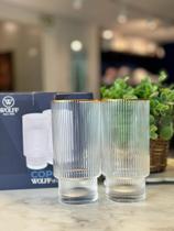 CJ 2 COPOS ALTOS DE CRISTAL DE CHUMBO C/BORDA DOURADA LINES 400ml