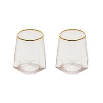 Cj. 2 Copos Baixos de Cristal com Borda Dourada Taj 550ml
