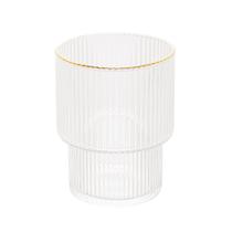 Cj 2 Copos Baixos de Cristal de Chumbo C/borda Dourada Lines 220ml